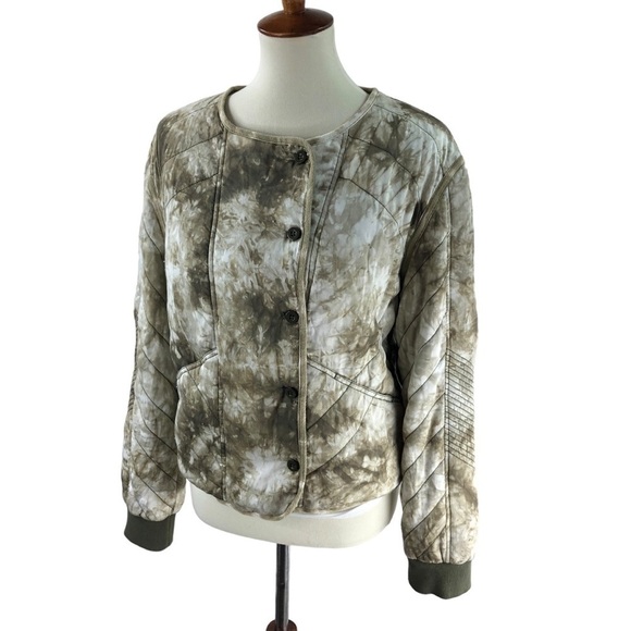 Anthro Women Sz S Marrakech Camo Quilted Jacket Oversized Boxy Short Moto Casual - Picture 6 of 11
